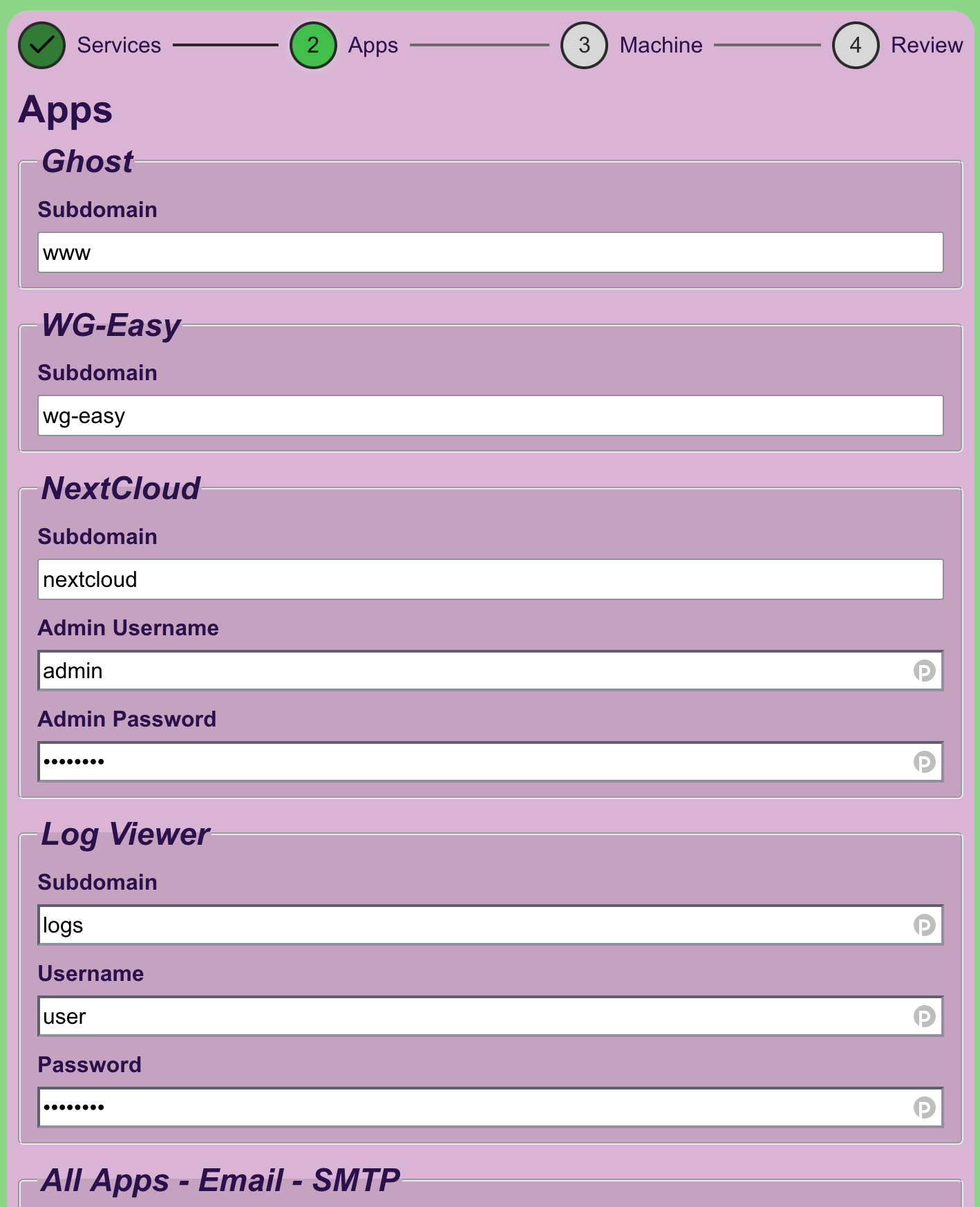 A screenshot showing a set of form fields.